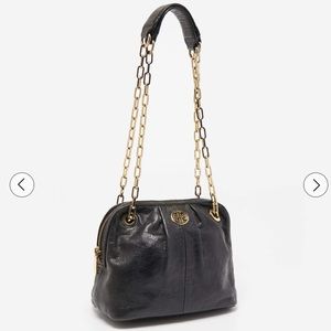Tory Burch Black Leather Bag with Gold Chain